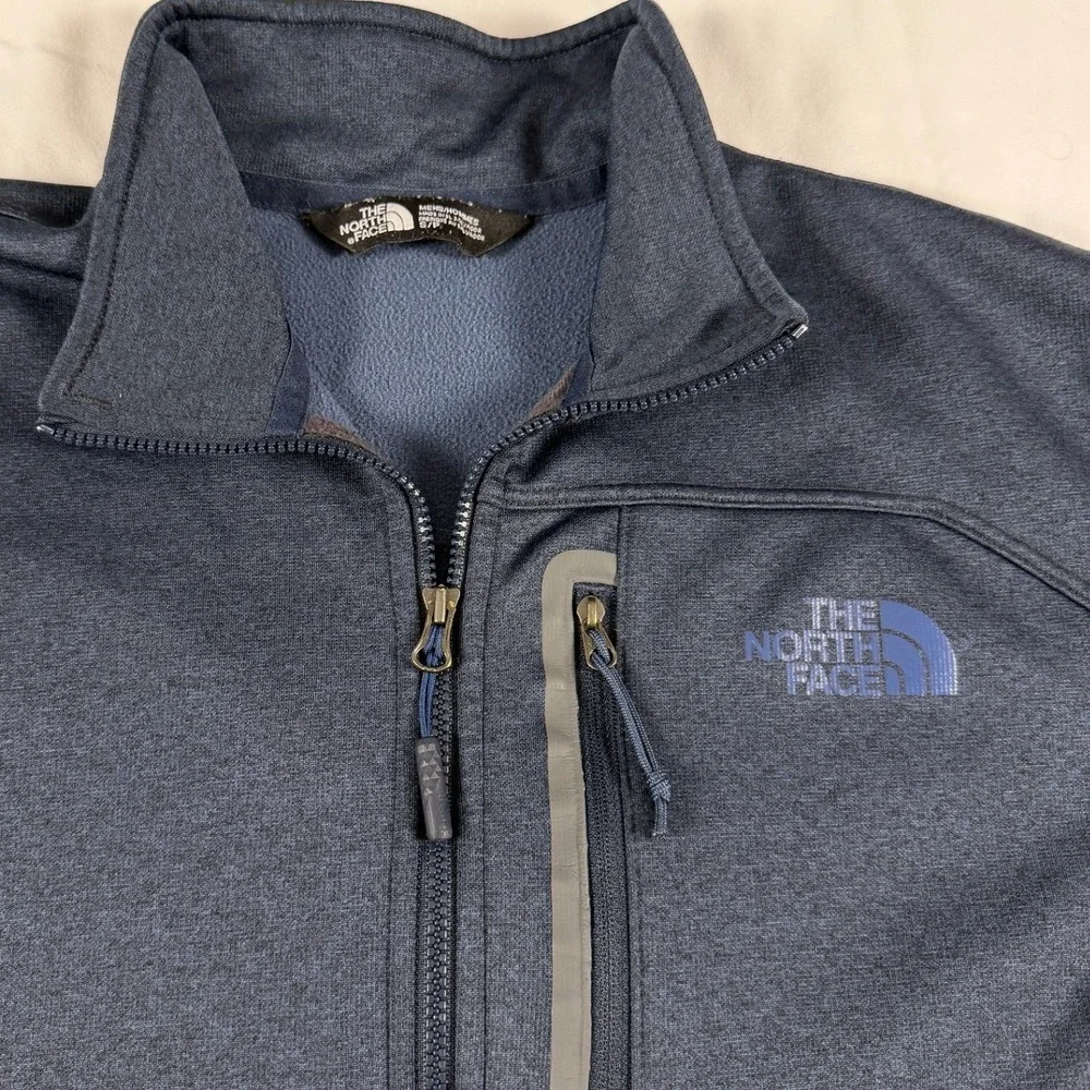 The North Face Mens Quarter Zip‎ Pullover Navy Blue Heather Fleece Small S